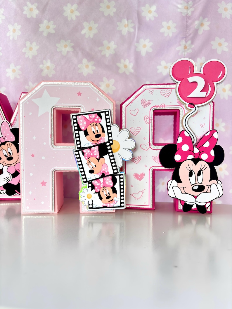 Minnie Mouse pink 3D letters personalized birthday party decor for girls