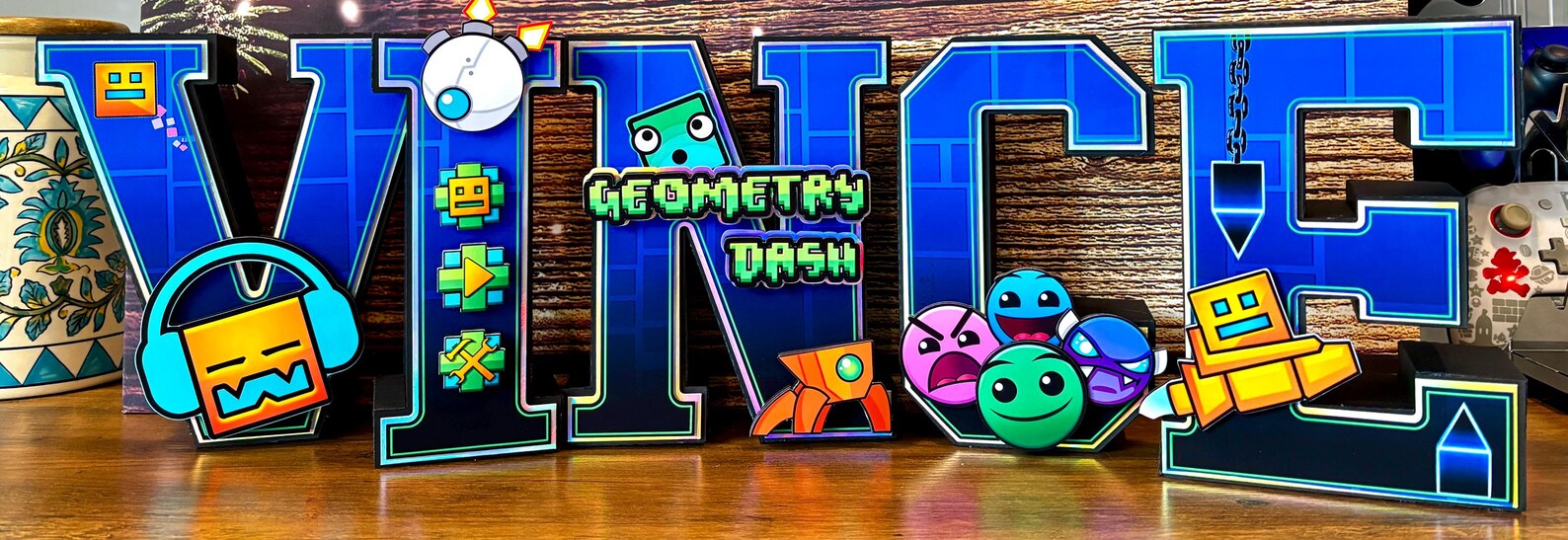 Geometry Dash 3D Number/letter: Gamer Party Decor - Etsy