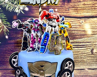 Transformers Cake Topper: Optimus Prime, Bumblebee, Personalized Birthday Party