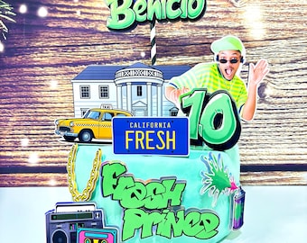 90s Hip Hop Cake Topper: Fresh Prince Theme, Personalized Birthday Decor