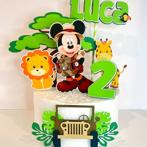 Mickey Safari Cake Topper: 3D Layered Birthday Decoration