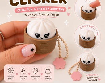 Knödel Clicker Fidget Spielzeug - 3D Gedruckt Kawaii Stress Relief | Nettes Angst-Spielzeug Schlüsselbund | ADHS Fidget | Lustiges nettes Geschenk