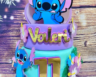 Custom Stitch Cake Topper: Glitter & Foil Birthday Party Decor