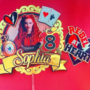 Personalized Disney Red Rebel Cake Topper for Villain Birthday Decor