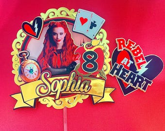 Personalized Disney Red Rebel Cake Topper for Villain Birthday Decor