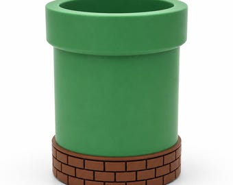 Warp Pipe 3D-utskriven – Skrivbordsorganisatör, Festdekoration och gåva, Gamerpresent, Pennhållare, Spelrumsdekor, Retrospelinspirerad Display