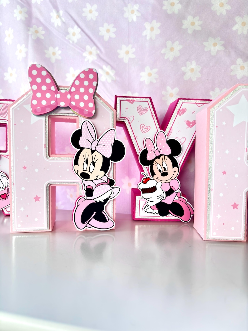 Minnie Mouse pink 3D letters personalized birthday party decor for girls