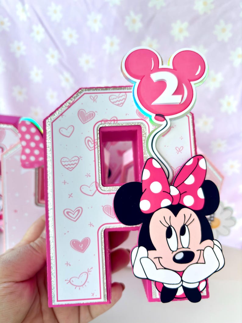 Minnie Mouse pink 3D letters personalized birthday party decor for girls
