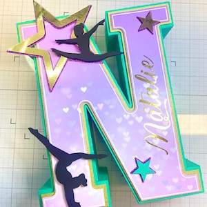 Decoraciones para fiestas de gimnasia - Letras o números 3D de gimnasia - Cumpleaños de gimnasia - Decoración para fiestas de gimnasia - Decoraciones 3D de gimnasia