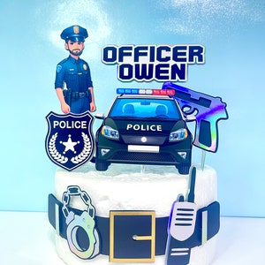 Personalized Police Officer Cake Topper: 3D Layered Birthday Decoration