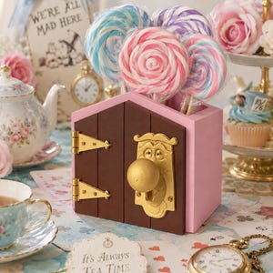 Alice in Wonderland Door Brush Holder – 3D Printed Makeup Organizer, Desk Accessory