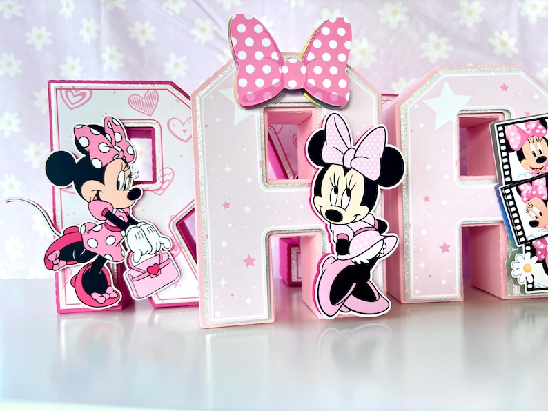 Minnie Mouse pink 3D letters personalized birthday party decor for girls