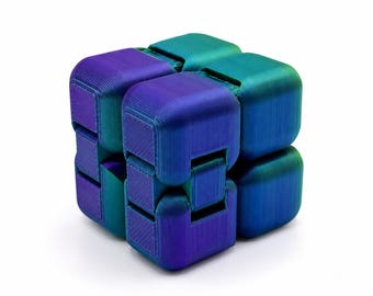 Zabawka sensoryczna Infinity Cube Fidget Toy drukowana w 3D – fioletowo-niebieska tęcza, zabawka sensoryczna ADHD, zabawka na biurko, zabawka satysfakcjonująca