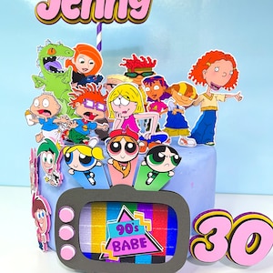 90s Cartoon Cake Topper - Rugrats, Lizzie McGuire, As Told by Ginger, Kim Possible, Powerpuff Girls, Fairly OddParents, Rocket Power