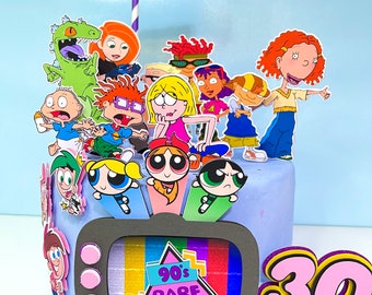 90s Cartoon Cake Topper: Customizable 3D Layered Design