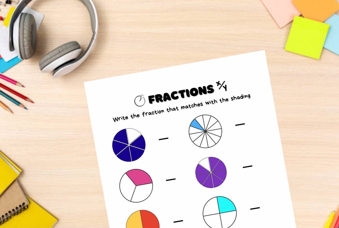 Fractions Printable Math Worksheets, Fractions Practice Worksheets - Etsy