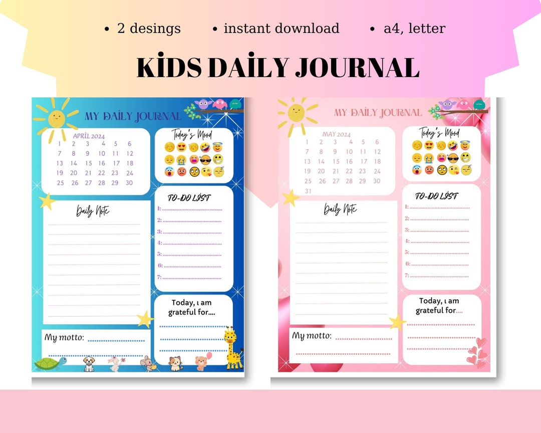 Kids Daily Journal Printable I Kids Drawing I Kids Journal - Etsy