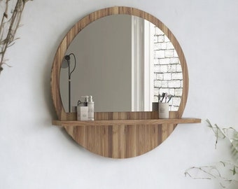 Round Mirror Shelf /5 Color /Quality Handcrafted Wooden Organizer for Every Room,Quality Wood, Versatile, Bedroom, Living Room, Decor Shelf