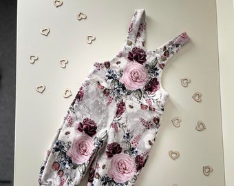 Handmade Dungaree Baby Pants, Designer Baby Romper, Baby Shower gift, Newborn gift, Premium quality baby clothes, Floral baby girl pants