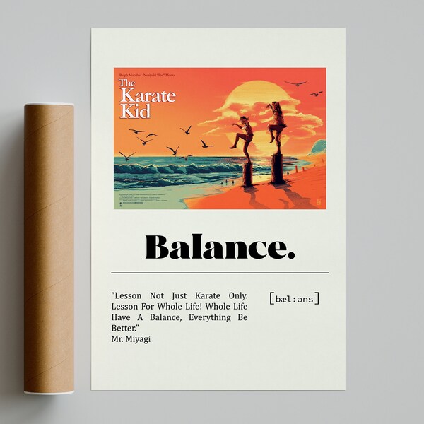 Balance Karate Kid Poster | Minimalist Movie Poster | Vintage Retro Art Print | Custom Poster | Wall Art Print | Home decor | Japanese