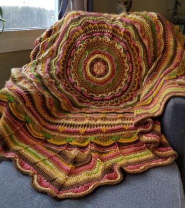Mandala style crochet blanket pattern - Etsy 日本