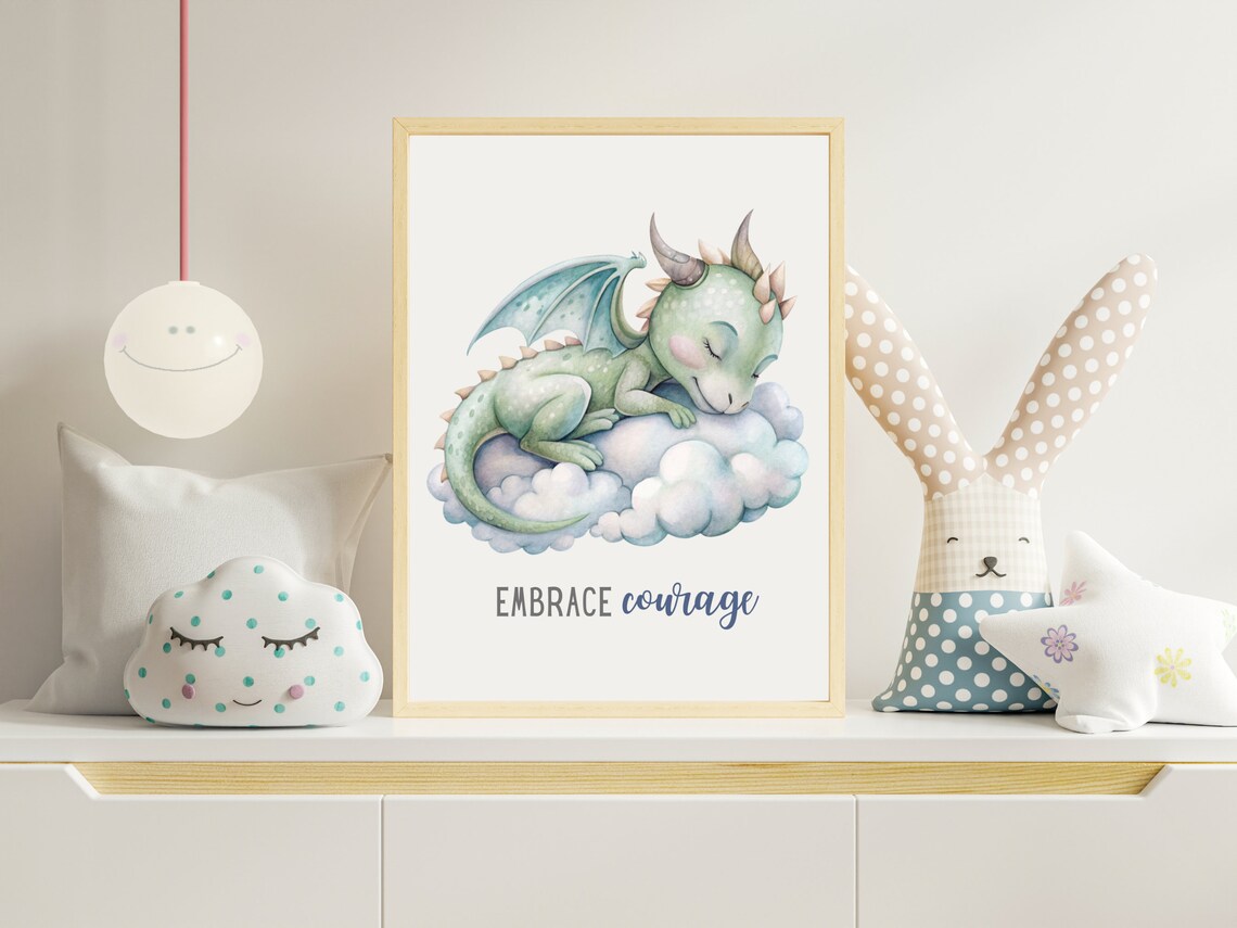 Printable Baby Dragon Nursery Room Wall Art, Set of 3 Dragon Nursery ...