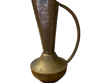 Vintage Gregorian Hammered Copper Mid Century Ewer Pitcher Bud Vase