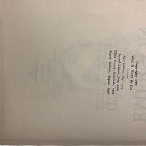 May include: A page from a vintage book, featuring text in black ink. The text includes the copyright information for 1929 by WM. H. Wise & Co, and edition dates from 1929 and 1930. The text "Printed in the U.S.A." is also visible.