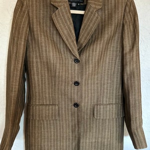 Bruine gestreepte blazer Liz Claiborne