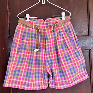 vintage 80’s JJ Fargo high waisted plaid pleated shorts