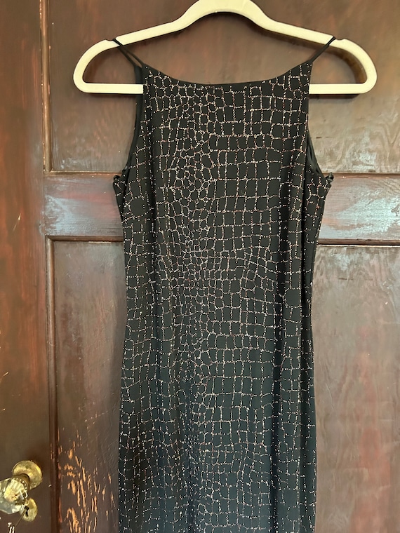 90’s Betsy & Adam black long dress with sparkles