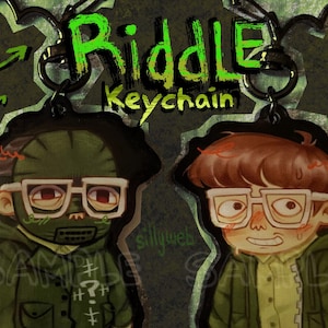 Riddle Keychain 3 inches tall/7.5 cm tall, Acrylic Charms double sided