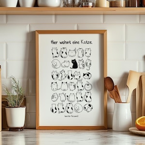 A cat (and her staff) lives here. Cat poster Perfect wall decoration Poster Family Wall sayings Typography Wedding DIGITAL DOWNLOAD