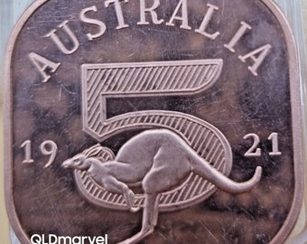 1921 Australien King George V Bronze Pattern Square 5 Shillings
