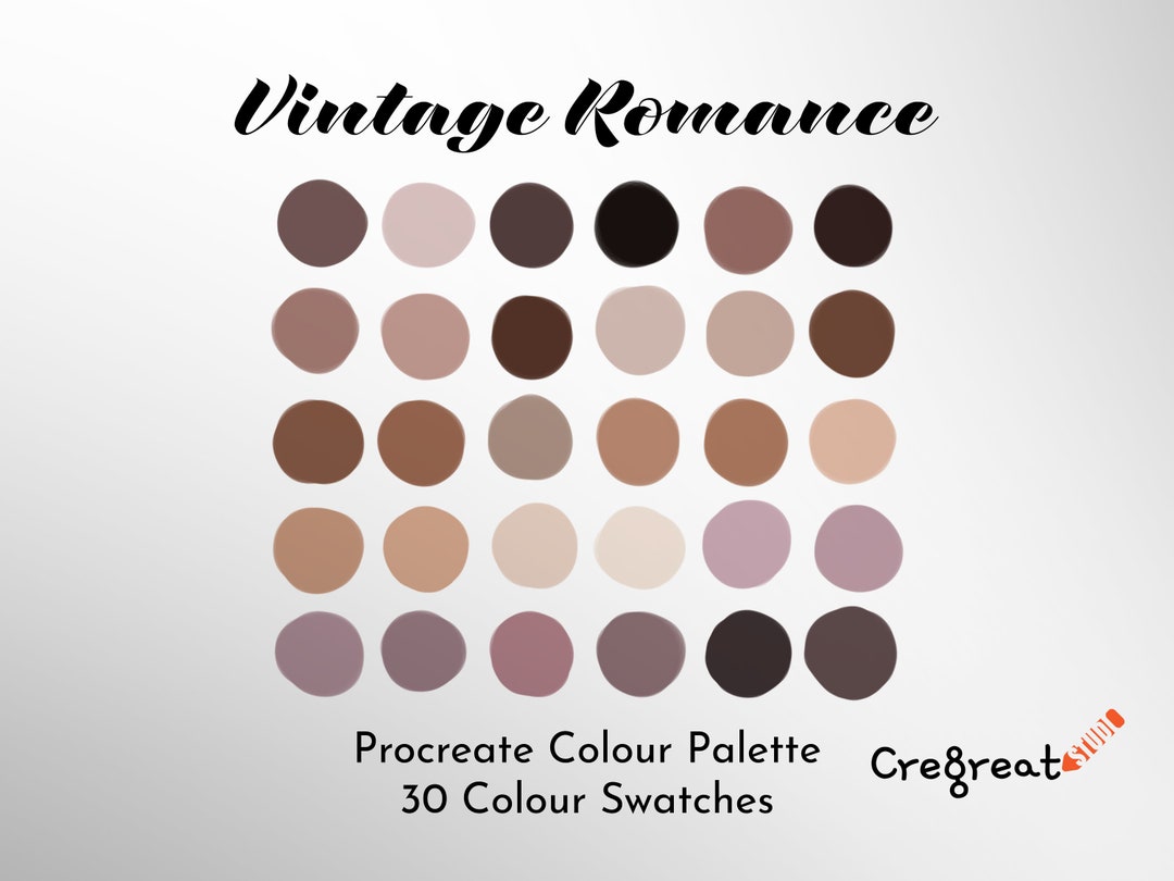 Procreate Swatch Vintage Romance Color Palette Instant Download, 30