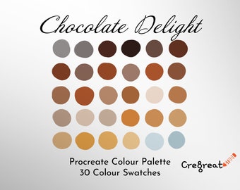 Procreate Swatch Chocolate Delight Color Palette - Instant Download, 30 Swatches for Digital Art & Illustration, Commercial Use Approved