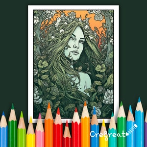 Green Witch: Nature-Inspired Adult Coloring Pages - 50 Designs for Magic & Relaxation, Digital and Print Compatible