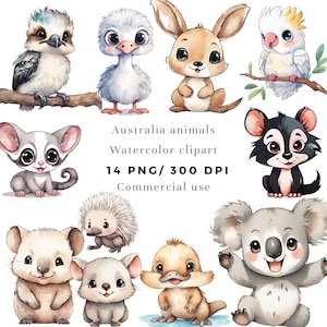 Niedliche Australien Tier Clipart bündeln transparente Hintergrund PNG Bilder. Druckbare Kunst, Kinderzimmer Clipart, Geburtstagsdeko, Wandkunst, Aufkleber...