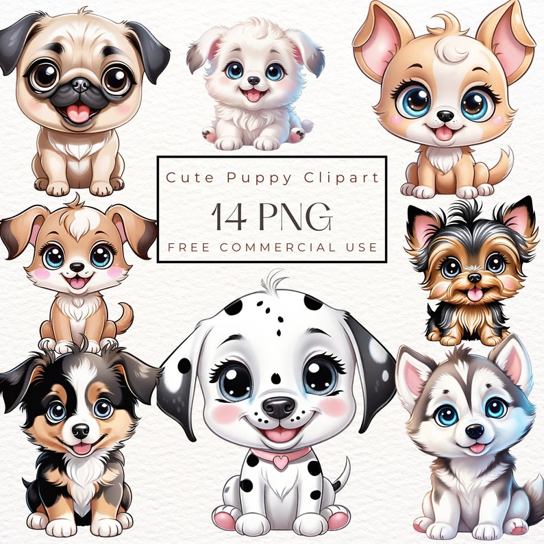 Cute Puppy Clipart Bundle Transparent Background PNG Images. Cute Dogs ...