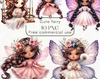 Cute fairy clipart bundle 10 PNG images. Fairy clipart. Printable art, birthday decor, nursery clipart, sticker, poster...commercial use