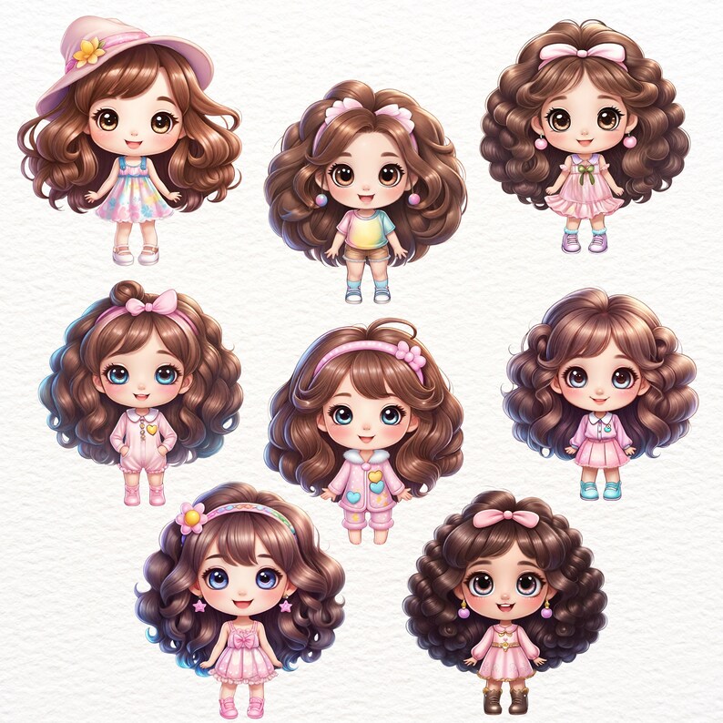 Cute Fashion Girl Clipart Bundle Transparent Background PNG Images ...