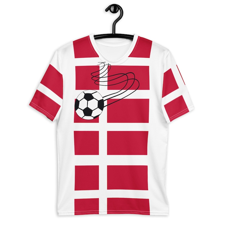 Denmark National Flag Crew Neck Football T-shirt - Etsy