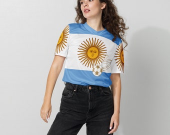 Argentina flag-inspired unisex sports jersey, Argentine fútbol soccer, regalo argentino, gift for Argentine, Argentina flag plus-size jersey