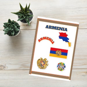 Armenia themed Sticker sheet, Armenia flag, Gift for Armenian, Fun sticker, Sticker collector, Flag Enthusiast, Colorful stickers, fun flags