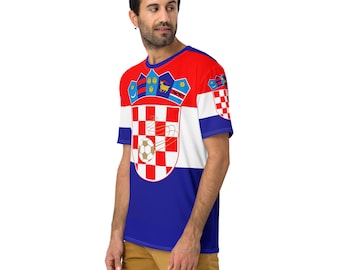 Camiseta unissex com gola redonda com bandeira da Croácia, futebol croata nogomet, Hrvatski dar, presente para croata, Hrvatska zastava, majica, bandeira croata