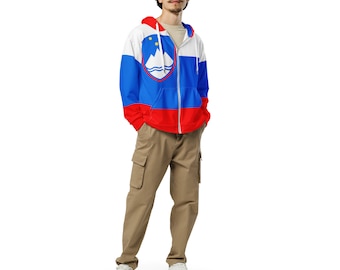 Slovenia flag unisex zip hoodie, multiple size hoodie, plus-size hoodie, Slovenia gift, Slovenia jacket, zastava Slovenije, Slovenija, jakna