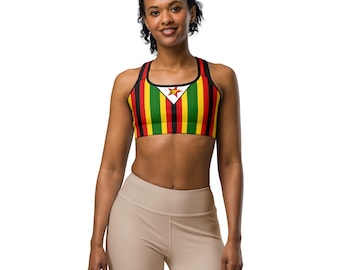 Zimbabwe sports bra, Zimbabwe athletic bra, mitambo, Zimbabwe flag, Zimbabwean sportswear, Zvipfeko zvemitambo, chipo Zimbabwean, African