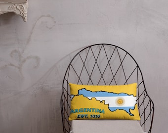 Argentina Yellow Decorative Pillow, Argentina Flag design, Argentina sun, Gift for Mom, Almohada de regalo con Bandera Argentina