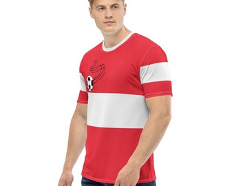 Österreich Flagge inspiriertes Rundhals T-Shirt, Österreichischer Fußball, österreichisches Geschenk, Österreichisches Geschenk, Österreich flagge hemd