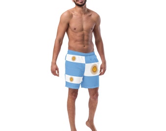 Argentina Men's Swim Trunks swimsuit all sizes, plus-size swimsuit, gift for Argentine, Argentina flag, Argentina sun, traje de baño